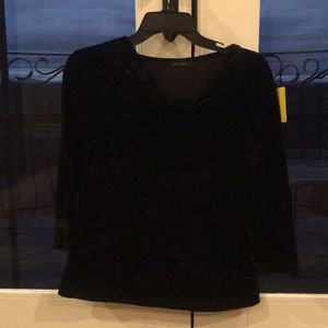 Black velvet scoop-neck top with embroidery